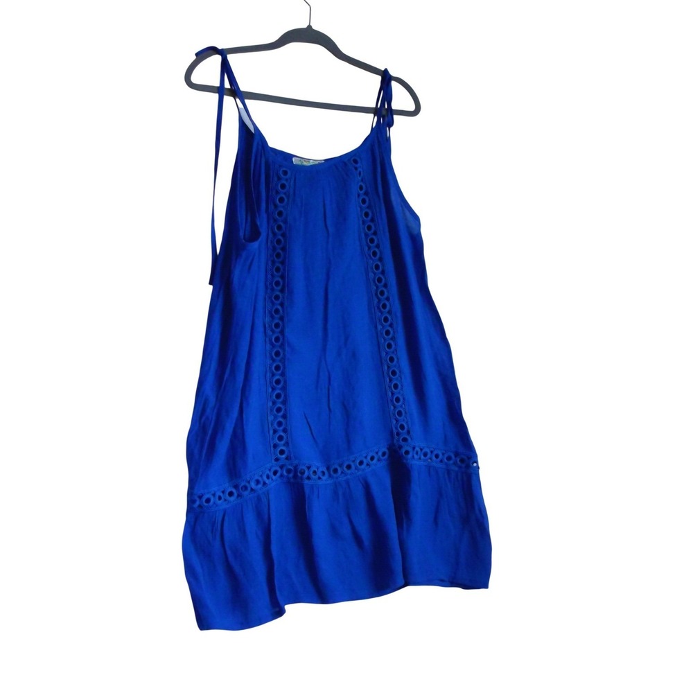 India Boutique Royal Blue‎ Eyelet Tie Strap Mini Dress Sleeveless Summer SIZE XL